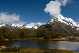 View from Key Summit to Humboldt and Darren Mountains, Fjordland National Park, New Zealand photo calendar april 2009